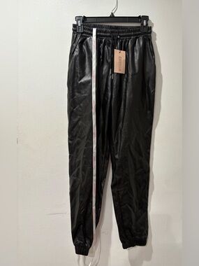 Missguided Black Faux Leather Jogger Pants